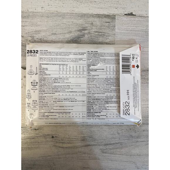 Simplicity Sewing Pattern 2832 Costume Mini Dress Medieval Renaissance 6-12UNCUT - Picture 2 of 2